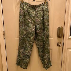PAPELL petites 100% silk pants paisley with beading.